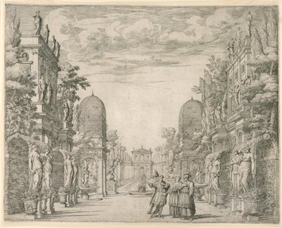 Bühnenbild für Szene 3, "La Vita Humana overo," aus "Il Trionfo della Pieta" von Giovanni Battista Galestruzzi