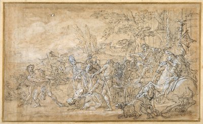 Gefangene, darunter ein Bischof, werden vor den Triumphwagen eines römischen Generals geschleppt und gebunden von Giovanni Battista Lenardi
