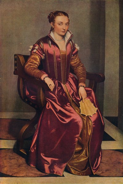 Porträt einer Dame La Dama in Rosso, ca. 1556 von Giovanni Battista Moroni