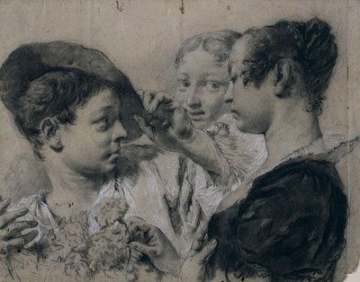 Eine junge Frau kauft eine Nelke von einem jungen Mann von Giovanni Battista Piazzetta