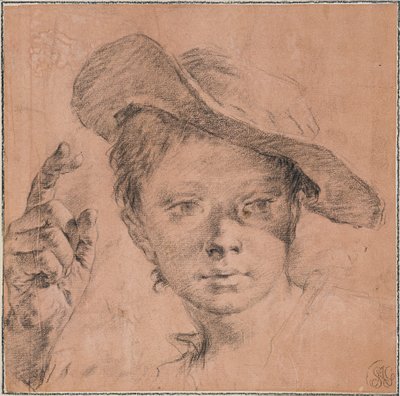 Junge zeigt mit erhobener rechter Hand von Giovanni Battista Piazzetta