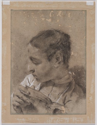 Kopf eines jungen Mannes im Profil mit einem Buch, ca. 1730-40er Jahre von Giovanni Battista Piazzetta