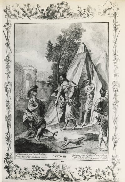 Jerusalem befreit, Gesang III, Illustration für das Gedicht von Torquato Tasso (1544-1595), Ausgabe veröffentlicht in Venedig 1745 von Giovanni Battista Piazzetta
