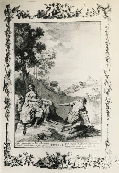Jerusalem Befreit, Gesang XII, Illustration von Giovanni Battista Piazzetta für das Gedicht von Torquato Tasso, Ausgabe veröffentlicht in Venedig 1745, Italien von Giovanni Battista Piazzetta
