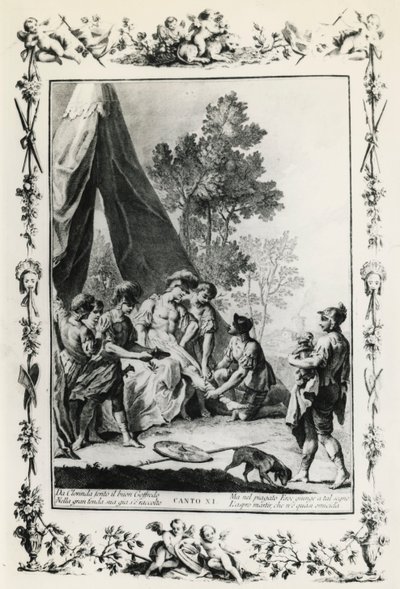 Jerusalem Befreit, Gesang XI, Illustration von Giovanni Battista Piazzetta für das Gedicht von Torquato Tasso, Ausgabe veröffentlicht in Venedig 1745, Italien von Giovanni Battista Piazzetta