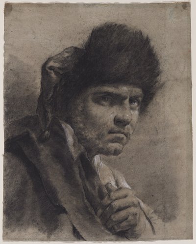 Mann mit Pelzmütze, um 1730-40er Jahre von Giovanni Battista Piazzetta