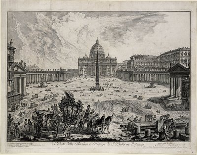 Ansicht der Basilika und des Platzes von San Pietro im Vatikan (aus: Vedute di Roma) von Giovanni Battista Piranesi