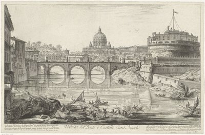 Engelsbrücke und Engelsburg in Rom von Giovanni Battista Piranesi