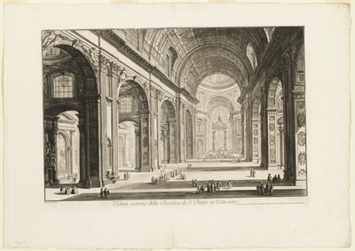 Innenansicht der Petersbasilika im Vatikan, aus Ansichten von Rom von Giovanni-Battista Piranesi