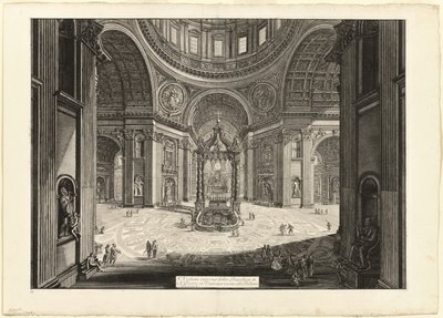 Innenansicht der Basilika St. Peter im Vatikan, nahe der Tribüne, aus Ansichten von Rom von Giovanni Battista Piranesi