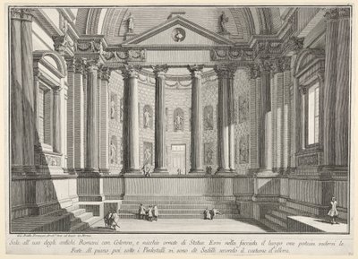 Tafel 9: Säulensaal nach dem Brauch der alten Römer, aus "Erster Teil der Architektur und Perspektiven: gezeichnet und geätzt von Gio. Batt