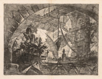 Die Gefängnisse: Eine riesige Galerie mit einer Gruppe von Gefangenen von Giovanni Battista Piranesi