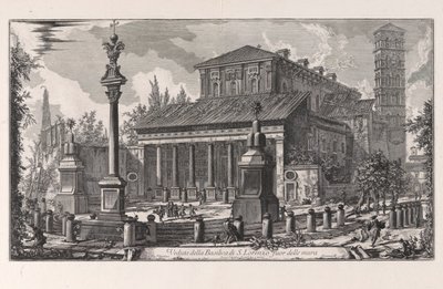 Ansicht der Basilika San Lorenzo fuori delle Mura, aus Vedute di Roma von Giovanni Battista Piranesi