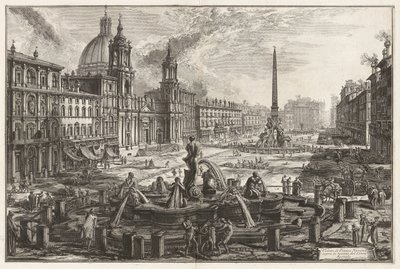 Ansicht der Piazza Navona über den Ruinen des Circus Agonalis, aus Vedute di Roma von Giovanni Battista Piranesi