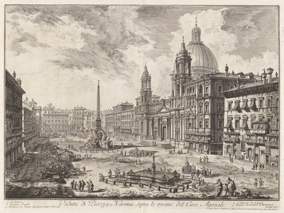 Ansicht der Piazza Navona über den Ruinen des Circus Agonalis, aus Vedute di Roma von Giovanni Battista Piranesi