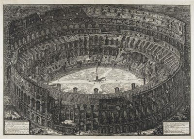 Ansicht des Flavischen Amphitheaters, genannt das Kolosseum, aus "Ansichten von Rom" von Giovanni Battista Piranesi