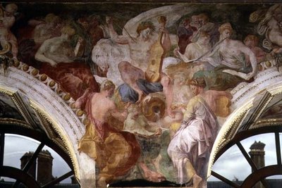 Parnassus, (Detail) von Giovanni Battista Rosso Fiorentino