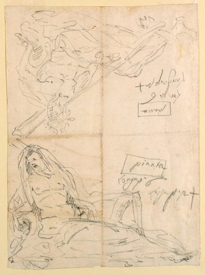 Zwei Skizzen von Flussgöttern von Giovanni-Battista Tiepolo