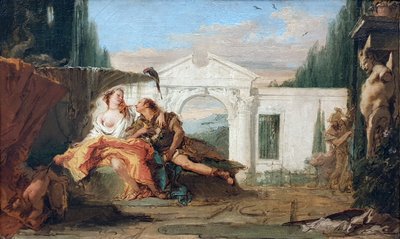Rinaldo und Armida im Zaubergarten Armidas, belauscht von Carlo und Ubaldo von Giovanni-Battista Tiepolo