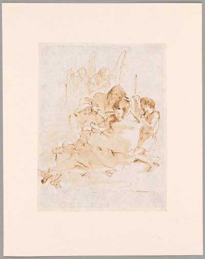 Heilige Familie mit St. Johannes und zwei Engeln von Giovanni Battista Tiepolo