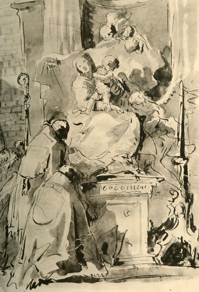 Madonna auf dem Thron und zwei Bischöfe, Mitte 18. Jahrhundert von Giovanni Battista Tiepolo
