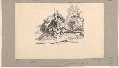 Zwei Soldaten und zwei Frauen, aus den Vari Capricci von Giovanni Battista Tiepolo
