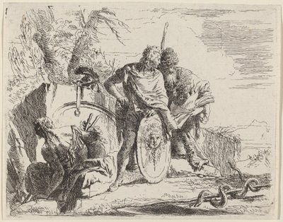 Junger Soldat mit Philosoph und sitzender Frau von Giovanni Battista Tiepolo