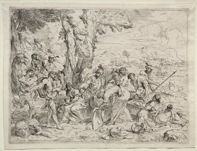 Laban sucht nach Götzen in Rachels Gepäck von Giovanni Benedetto Castiglione