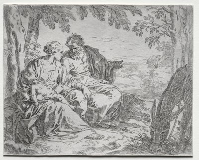 Ruhe auf der Flucht nach Ägypten von Giovanni Benedetto Castiglione