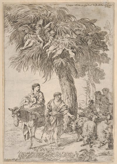 Die Heilige Familie auf der Flucht nach Ägypten, ca. 1647 von Giovanni Benedetto Castiglione
