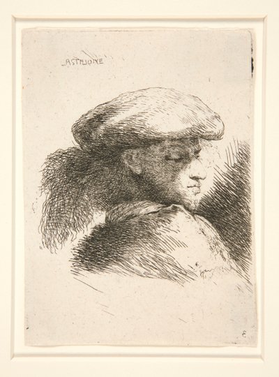 Junger Mann fast im Profil nach rechts gedreht von Giovanni Benedetto Castiglione
