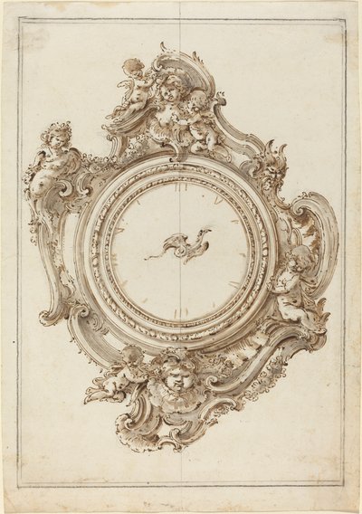 Eine Rokoko-Uhr mit Sirenen, Putti, Masken und einem Paradiesvogelzeiger von Giovanni Bettati