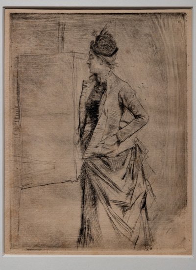 Porträt einer stehenden jungen Frau im Profil (Der Besuch) von Giovanni Boldini