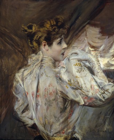 Porträt einer jungen Frau im Profil Eleonora Duse, um 1895 von Giovanni Boldini