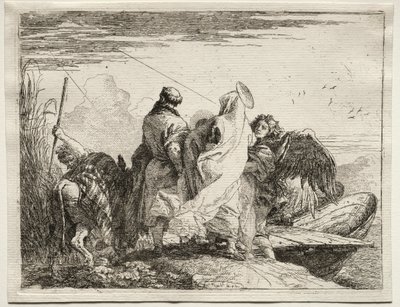 Flucht nach Ägypten: Die Heilige Familie verlässt das Ufer von Giovanni Domenico Tiepolo