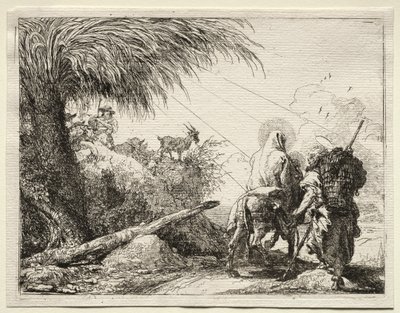 Flucht nach Ägypten: Die Heilige Familie und der Palmbaum von Giovanni Domenico Tiepolo