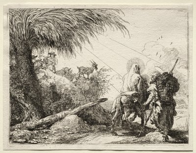 Flucht nach Ägypten: Die Heilige Familie und der Palmbaum von Giovanni Domenico Tiepolo