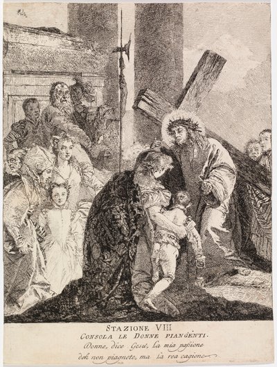 Jesus tröstet die weinenden Frauen von Jerusalem von Giovanni Domenico Tiepolo