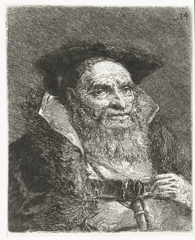 Mann mit Barett (Sammlung von Köpfen) von Giovanni Domenico Tiepolo