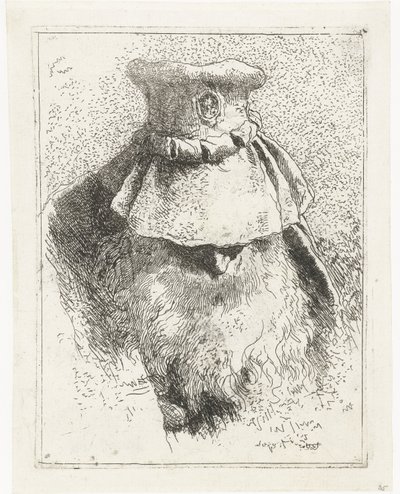 Mann mit gebeugtem Kopf und großem Hut von Giovanni Domenico Tiepolo
