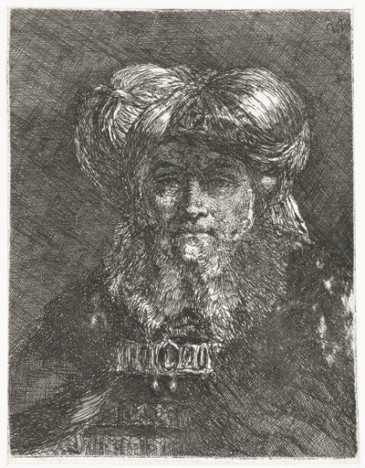 Mann mit großem Turban von Giovanni Domenico Tiepolo
