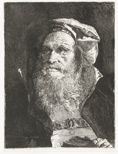 Alter Mann mit Bart und Buch von Giovanni Domenico Tiepolo