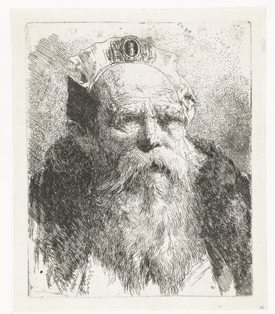 Alter Mann mit Bart und Mütze mit Schmuck von Giovanni Domenico Tiepolo