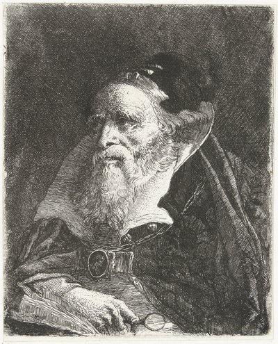 Alter Mann mit Buch und Lupe (Sammlung von Köpfen) von Giovanni Domenico Tiepolo