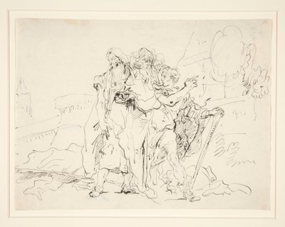 Priamos und Gefährten vor den Mauern von Troja von Giovanni Domenico Tiepolo