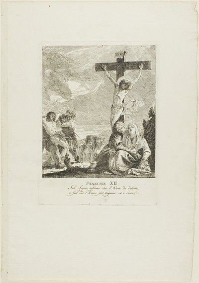 Die Kreuzigung, Tafel zwölf aus Kreuzwegstationen von Giovanni Domenico Tiepolo