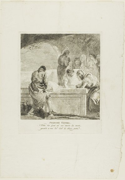 Die Grablegung, Platte vierzehn aus Stationen des Kreuzes von Giovanni Domenico Tiepolo