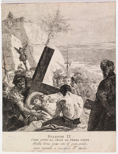 Via Crucis - Station IX. Jesus fällt zum dritten Mal von Giovanni Domenico Tiepolo