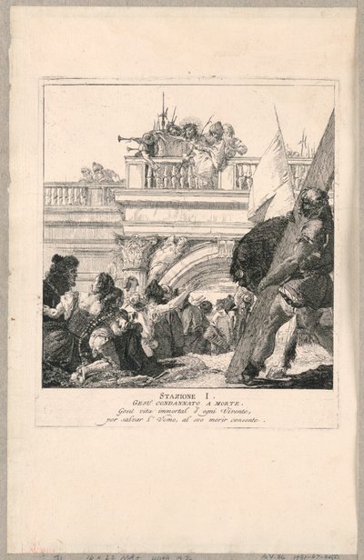 Via crucis - Station I, Jesus zum Tode verurteilt von Giovanni Domenico Tiepolo