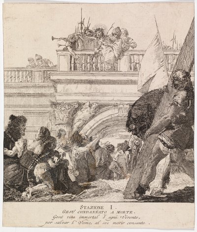 Via Crucis - Station I. Jesus wird zum Tode verurteilt von Giovanni Domenico Tiepolo
